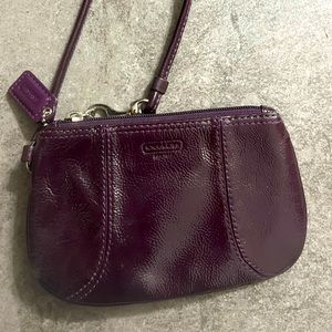 Coach purple patent wristlet